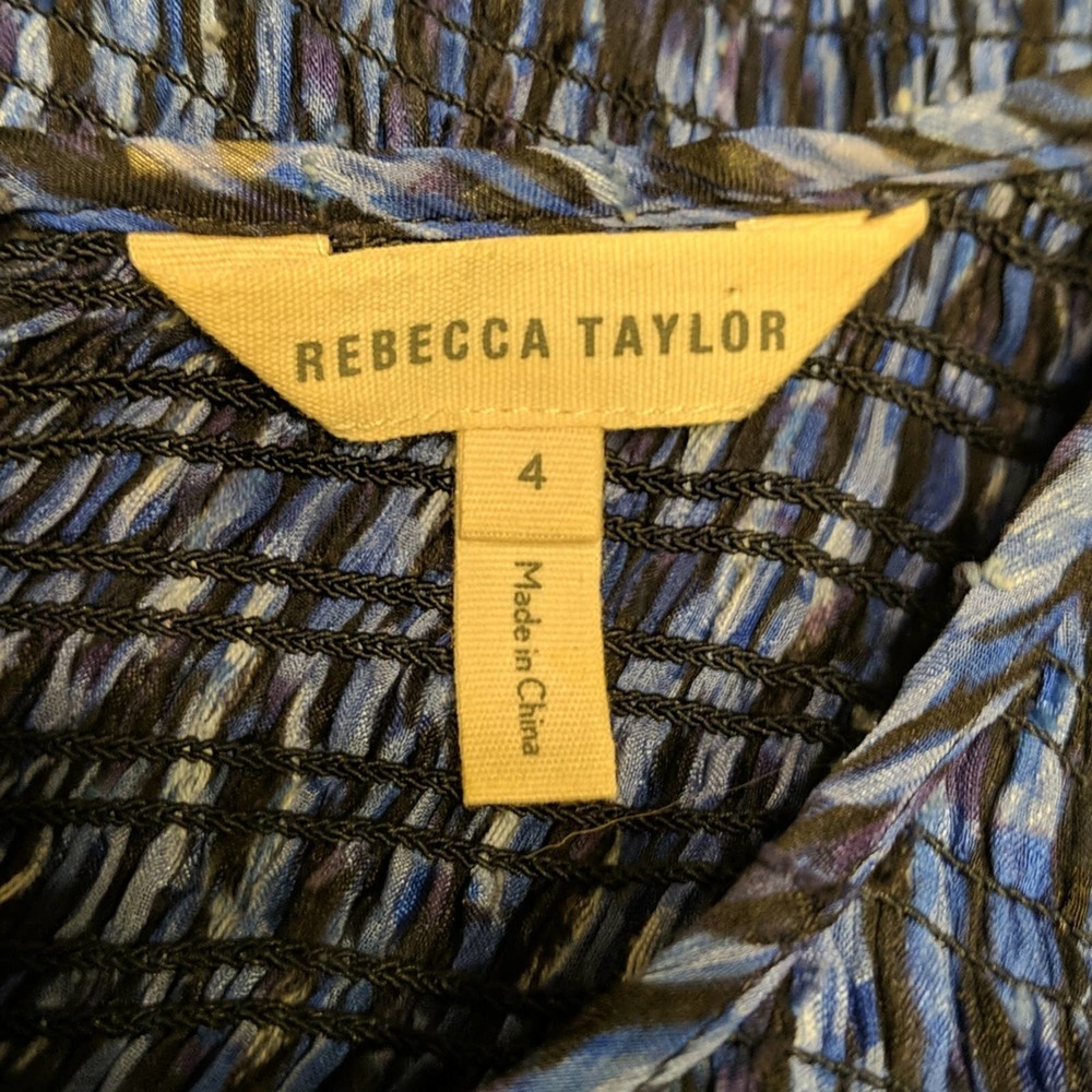 Rebecca Taylor Batik Mirage Ruched Dress 4 Blue - Picture 4 of 8